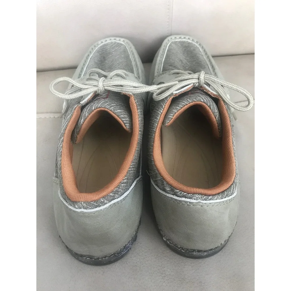 Twisted X Mens MZX0009 Driving Moc Shoes Sage Green Leather Fabric Sz 9 LIKE NEW